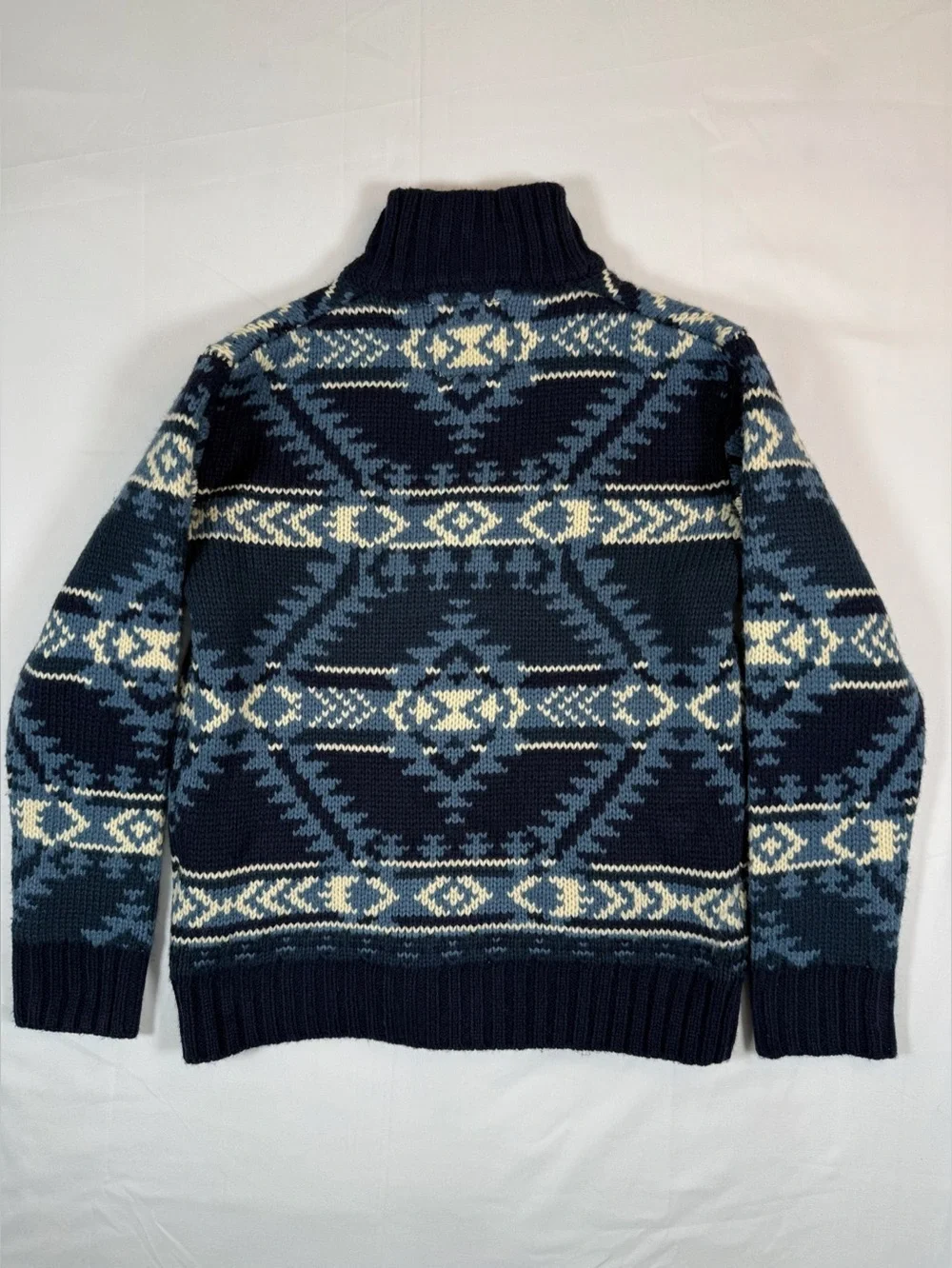 COTTON RYE Boys Shawl Collar Button Neck Fair Isle Sweater Size L 10 Cabin Cozy